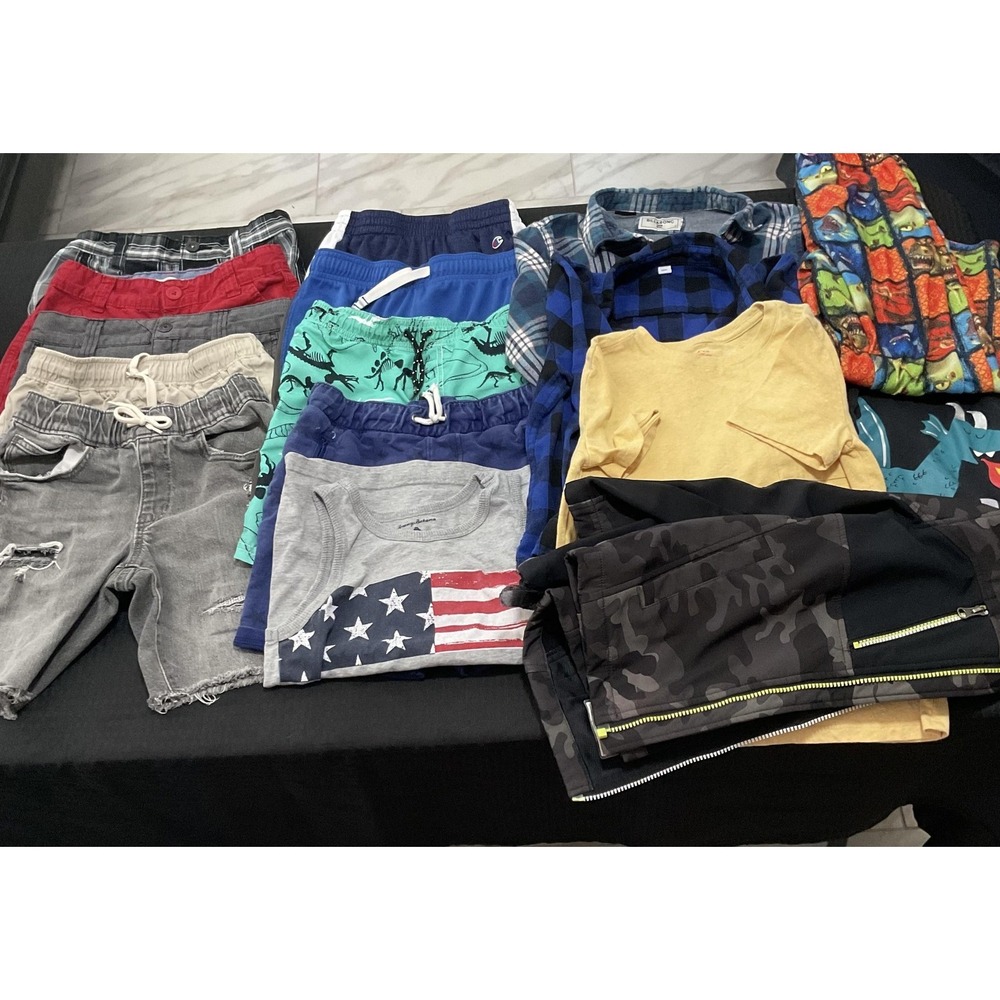 Mixed Brands Outfit Lot Boys 7/8 Shorts Shirts Jacket Hoodie Swim 16pc Summer